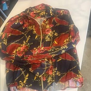 Zara Red and Gold Floral Jacket